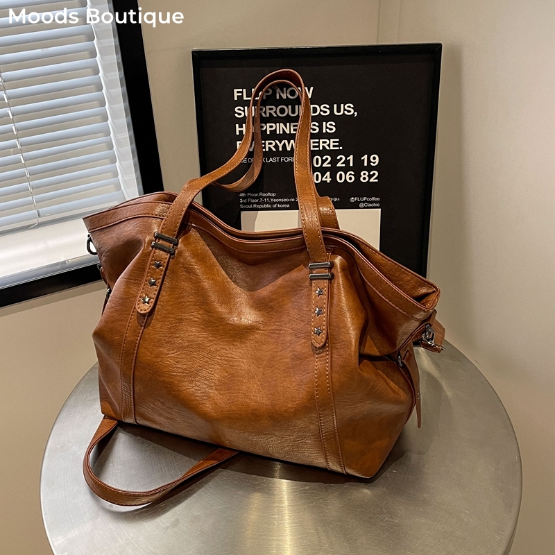 Leather Work Bag - MOODS Borse tote di grandi dimensioni