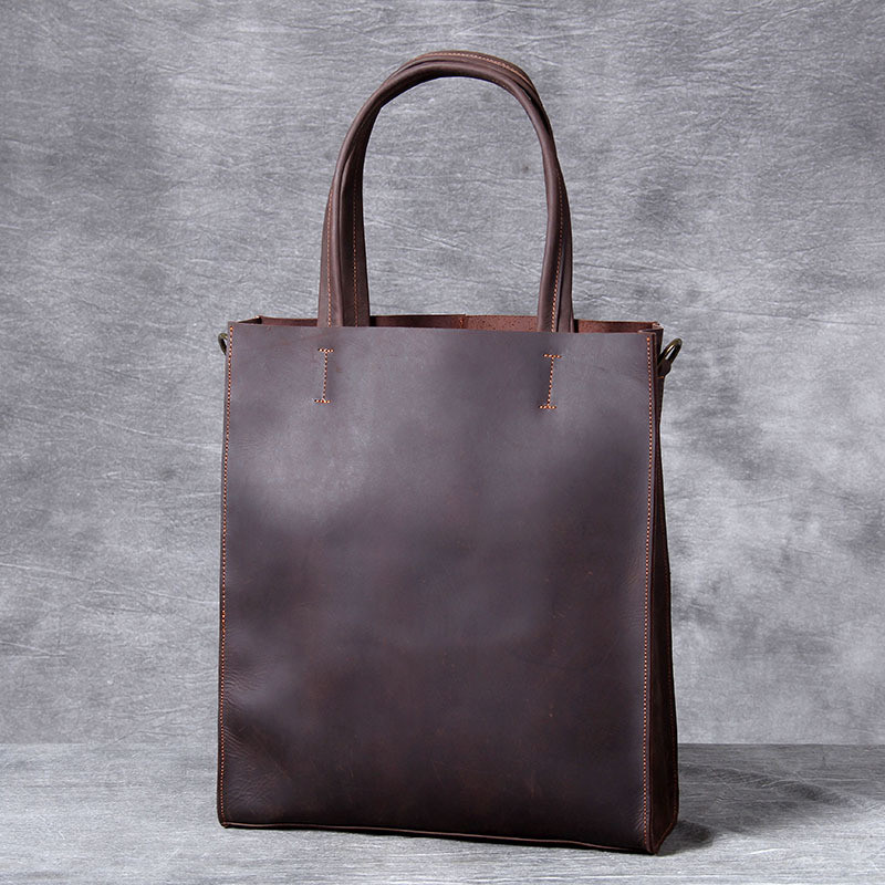 Leather Work Bag Laptop - Borsa tote a mano da uomo