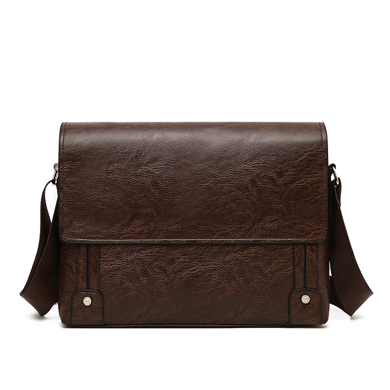 Leather Work Bag Laptop - Borsa a tracolla da uomo in