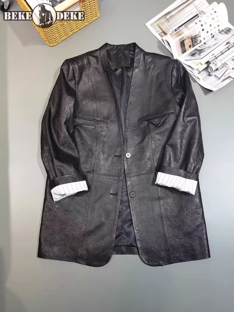 Leather Work Jacket Women'S - Cappotto da abito vintage da donna