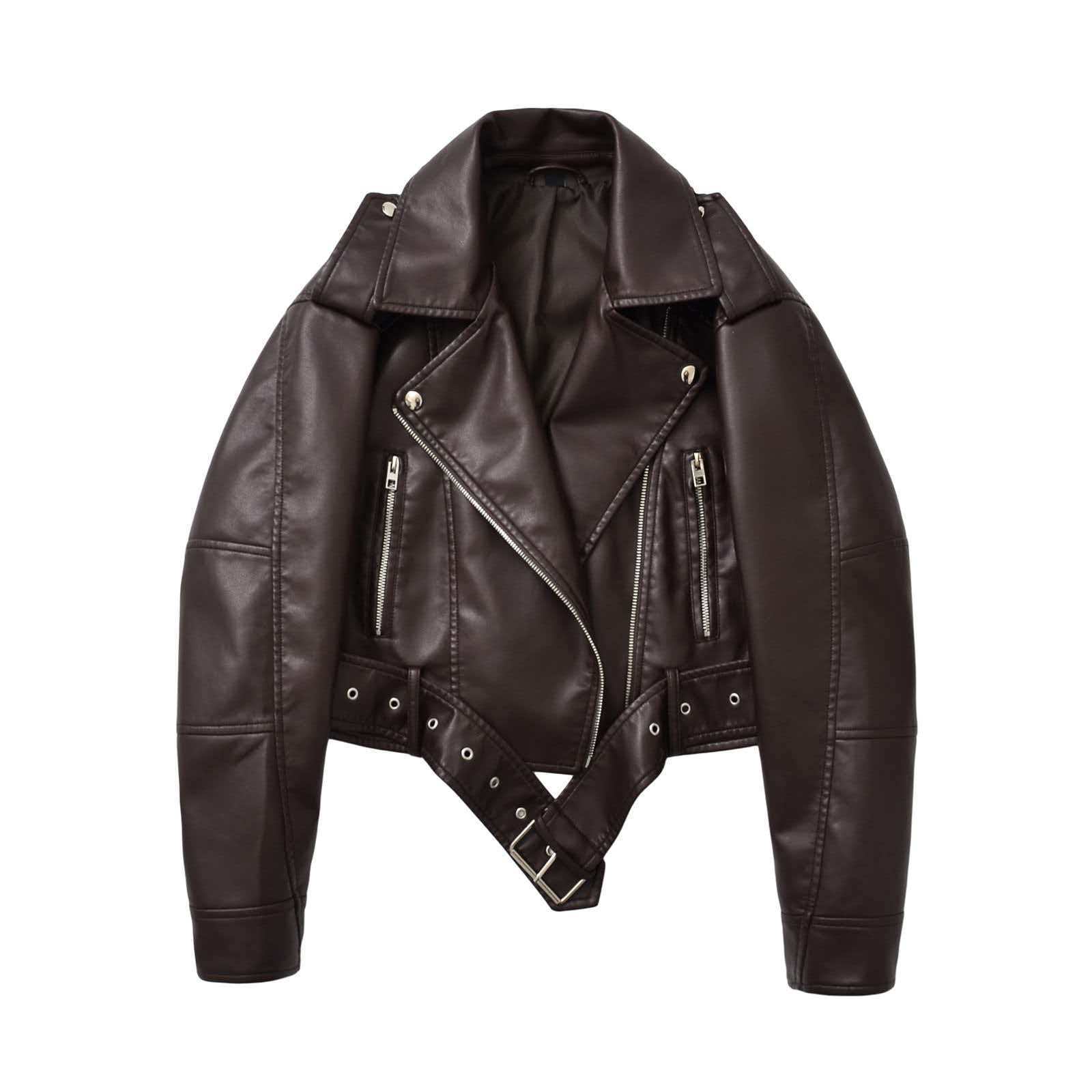 Leather Work Jacket Women'S - Cappotti da Donna, Giacche in Ecopelle,