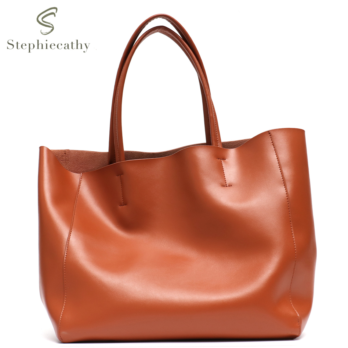 Leather Workshop - Borsa tote grande minimalista da donna