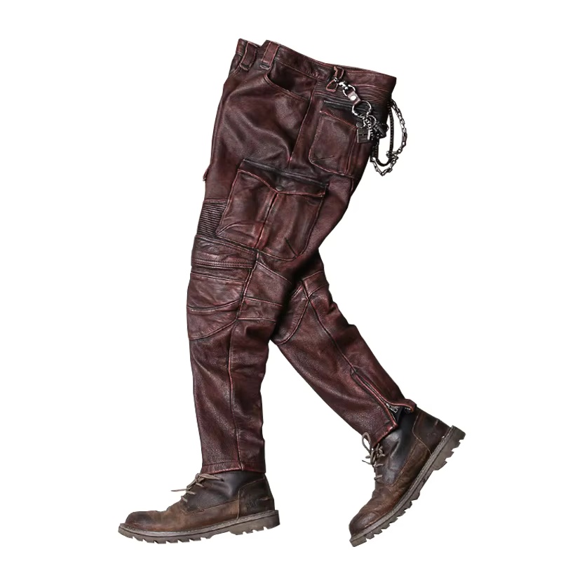 Leather Work Pants - 2022 pantaloni da uomo Vintage in