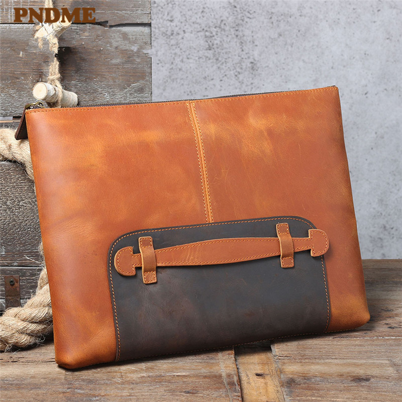 Leather Work Bag Laptop - Pochette da uomo vintage di grande