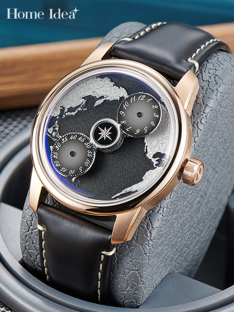 Leatherwork Ideas - Orologio da Polso Meccanico Automatico Blue