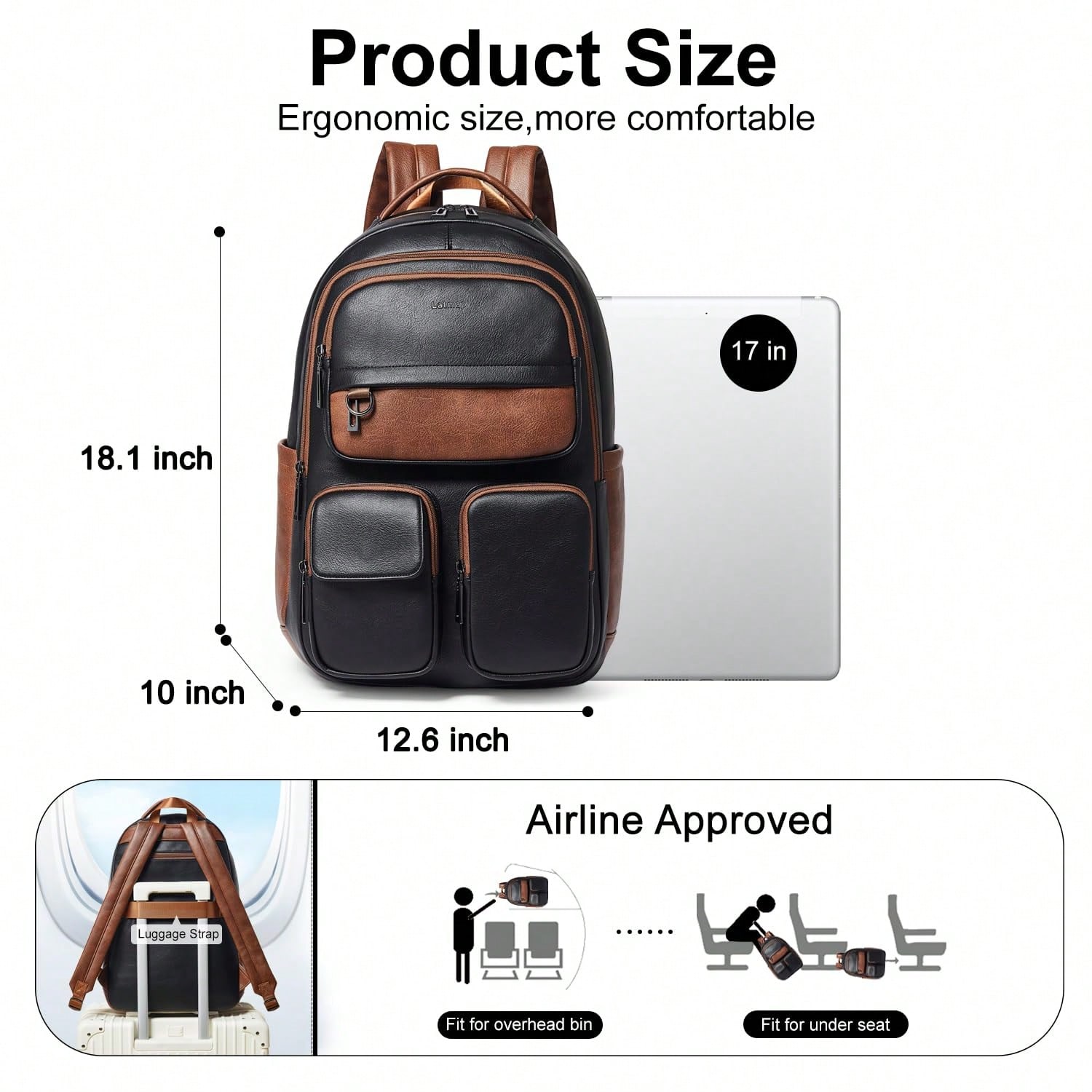 Zaino in Pelle Vegana LATMAP p - Leather Work Bag Laptop recensione e prezzo